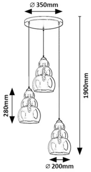 Lustră pe cablu SALVATORE 3xE27/40W/230V Rabalux 72213