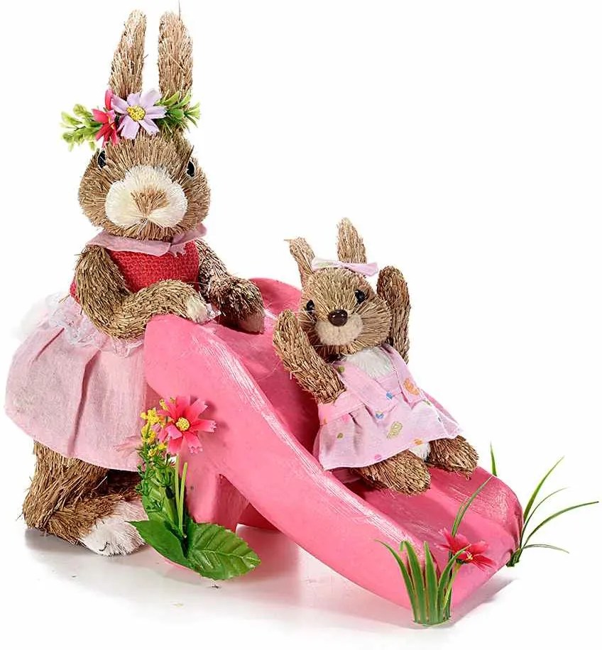 Figurina Iepuras Paste Girl fibre naturale 31 cm x 13 cm x 34 h