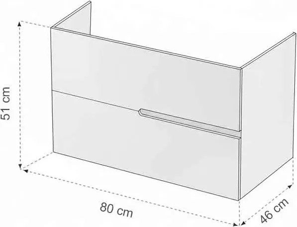 Mobilier suspendat pentru lavoar 80 cm, alb lucios, Fluminia Toledo 80 cm