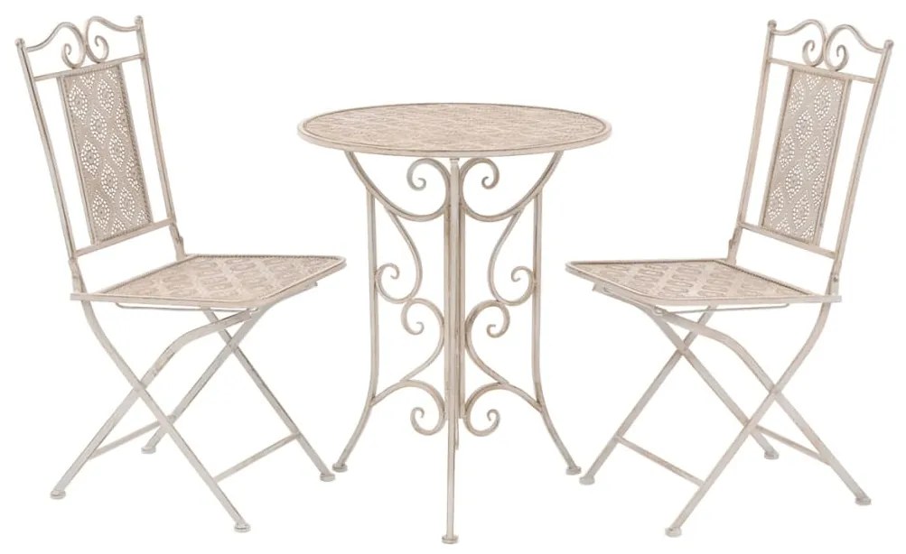 43149 vidaXL Set mobilier de bistro, 3 piese, alb, oțel