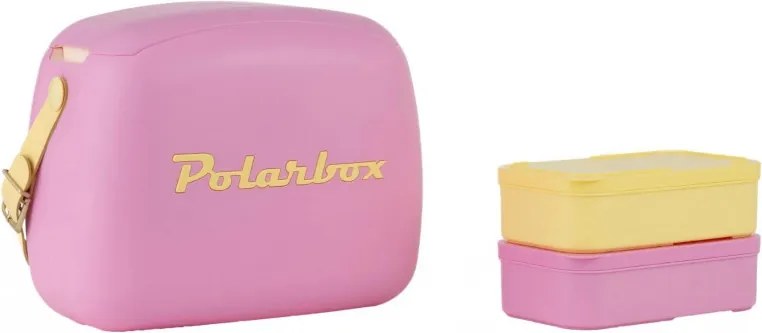 Geanta frigorifica Polarbox Pop, 6 litri, Include 2 cutii pentru pranz, Pana la 24 de ore, Roz/Galben