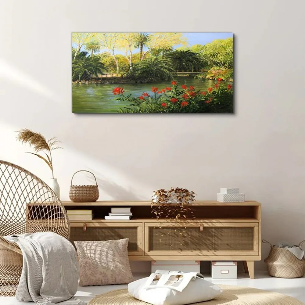 Tablou canvas Pod modern de pădure fluvială