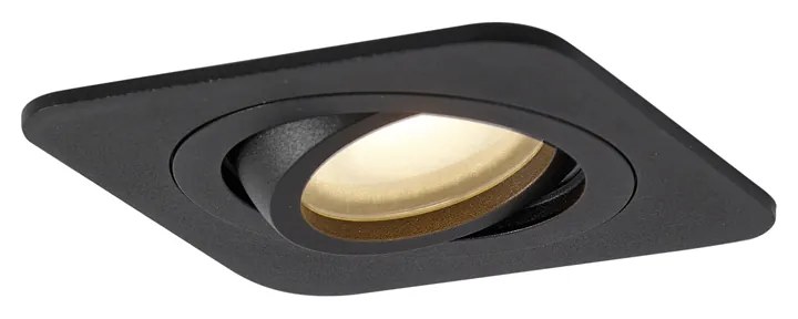 Set de 6 spoturi încastrate rotunjite negre GU10 50mm rotative și înclinabile IP44 - Alberto