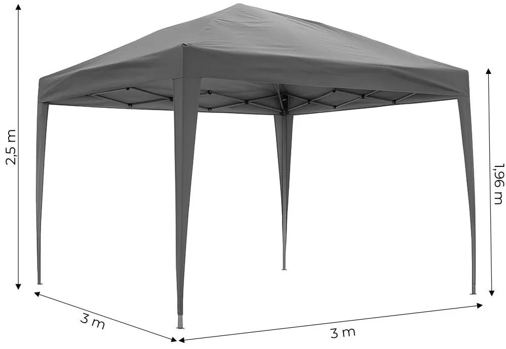 Foișor de grădină 3x3m pliabil Gri