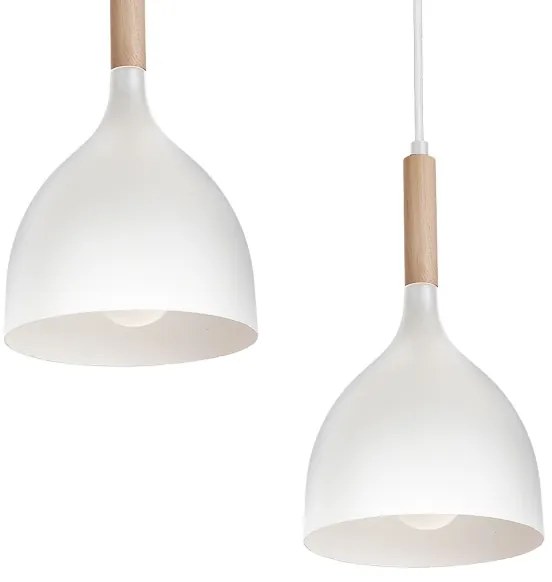 Lustră pe cablu NOAK 5xE27/60W/230V albă/lemn