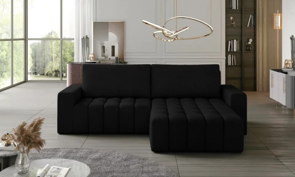 Coltar extensibil cu spatiu pentru depozitare, 250 x 175 x 92 cm, Bonett R2, Eltap (Culoare: Negru)