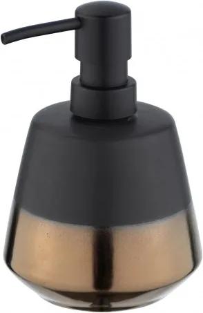 Dozator pentru sapun, din ceramica, Brandol Negru / Auriu, Ø9,8xH14,1 cm