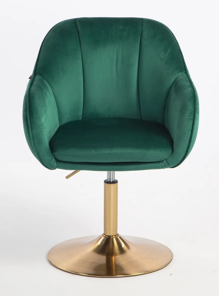 HR2055N Scaun Verde din Catifea cu Bază Aurie