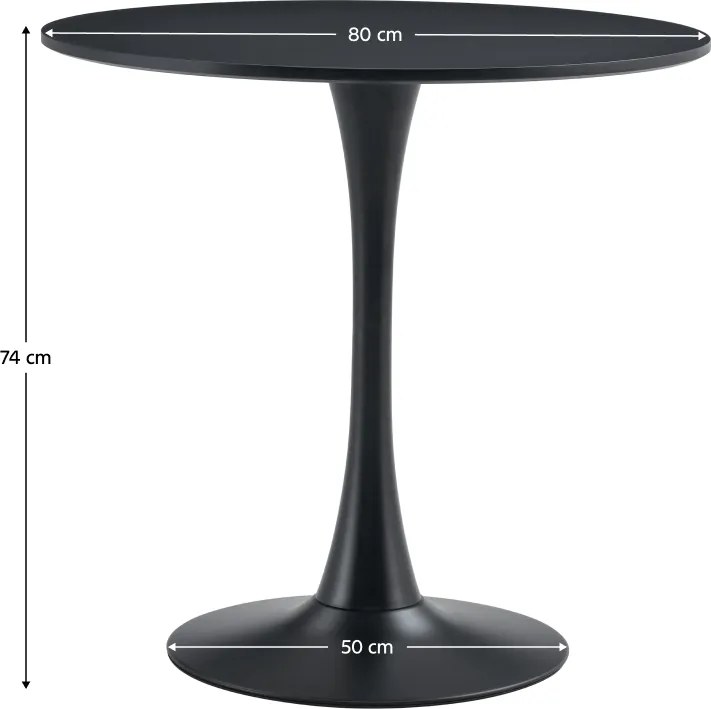 Masă de sufragerie, negru, diametru 80 cm, REVENTON NEW