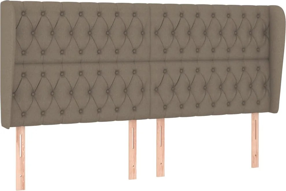 vidaXL Tăblie de pat cu aripioare gri taupe 203x23x118/128 cm textil