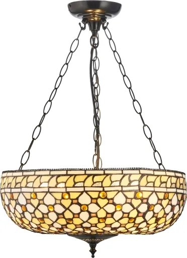 Endon 111882 - Candelabru pe lanț Tiffany MILLE FEUX 3xE27/10W/230V, diam. 45 cm