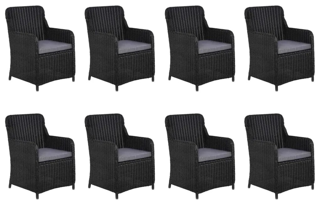 Set mobilier de grădină, 11 piese, negru, poliratan