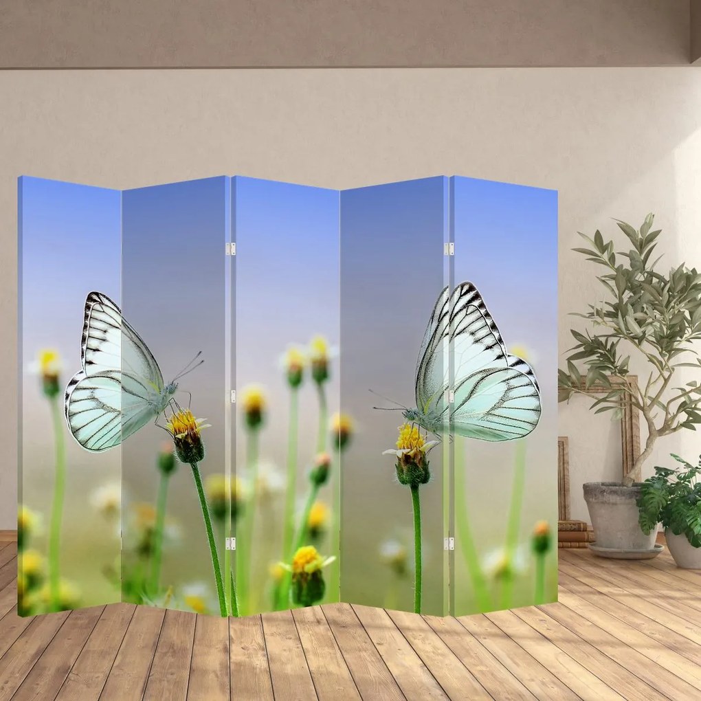 Paravan - Fluture pe floare (210x170 cm)