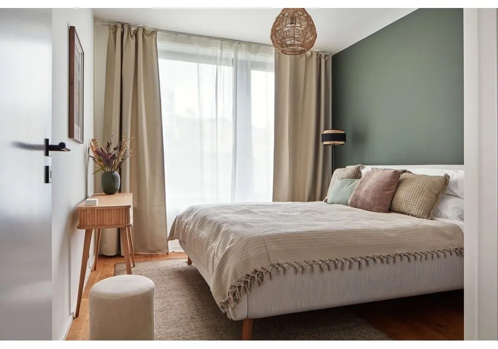 Pat matrimonial gri deschis tapițat cu spațiu de depozitare cu somieră 180x200 cm Lotte – Meise Möbel