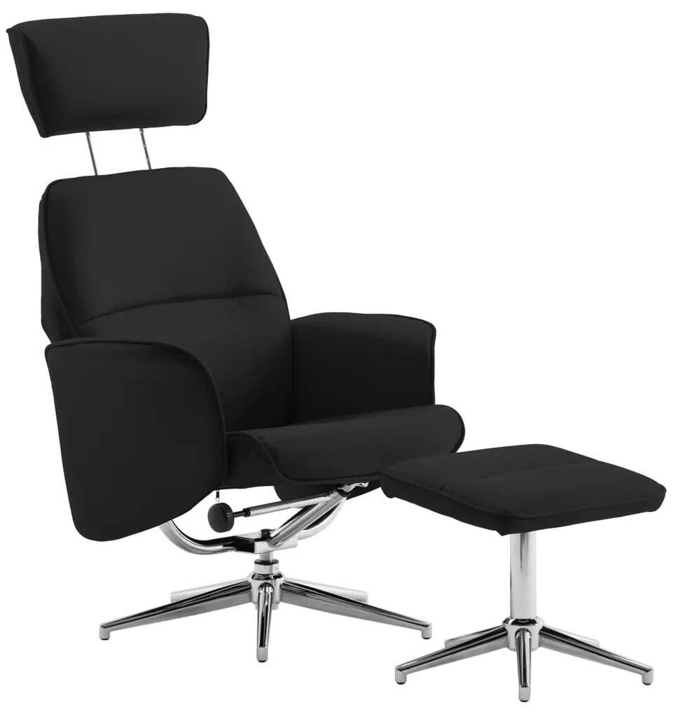 289872 vidaXL Fotoliu rabatabil cu taburet, negru, piele ecologică