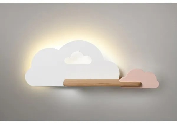Aplică LED cu raft pentru copii CLOUD LED/5W/230V alb/roz