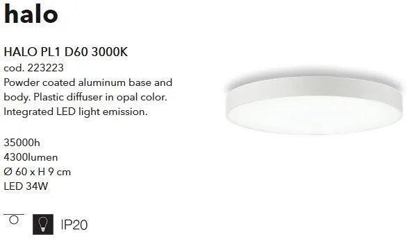 Plafoniera design modern LED HALO PL1 D60 3000K 223223