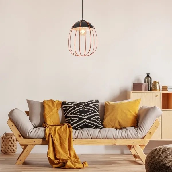 Lustră pe cablu SVENS 1xE27/60W/230V negru/portocaliu Rabalux 72034