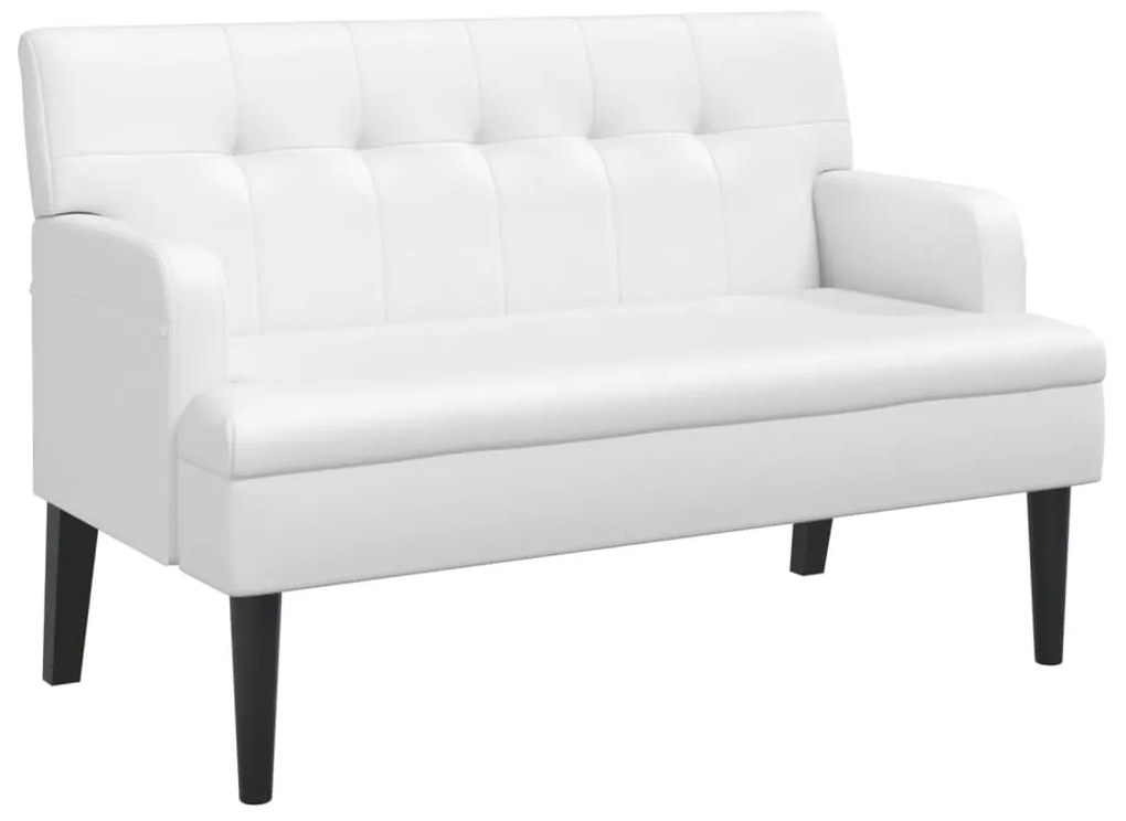 vidaXL Banchetă cu spătar, alb, 112x65,5x75 cm piele ecologică
