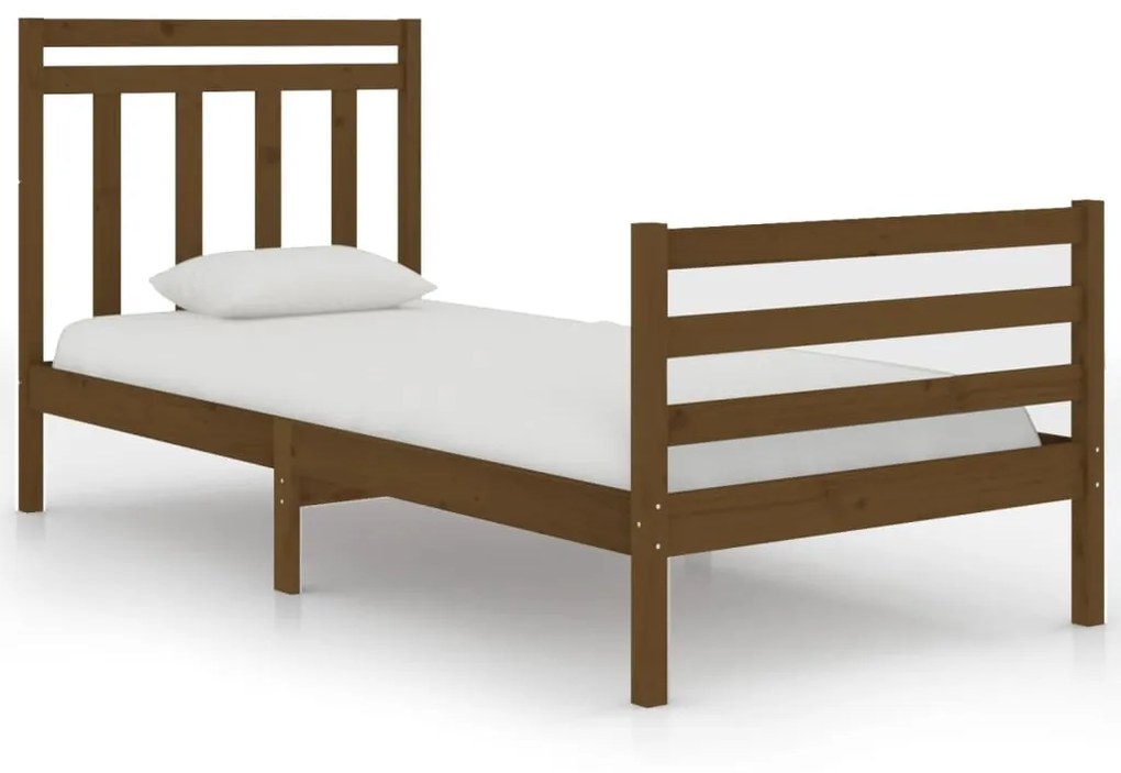 3105278 vidaXL Cadru de pat Small Single 2FT6 maro miere, 75x190 cm lemn masiv