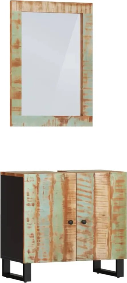 vidaXL Set mobilier de baie, 2 piese, lemn masiv reciclat