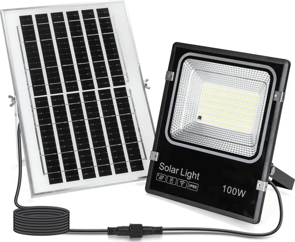 Aigostar-LED Proiector LED solar/100W/3,2V 2000mAh 3000K/4000K/6500K IP66 + telecomandă