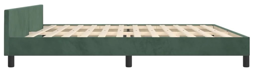 Cadru de pat cu tablie, verde inchis, 200x200 cm, catifea Verde inchis, 200 x 200 cm, Culoare unica si cuie de tapiterie