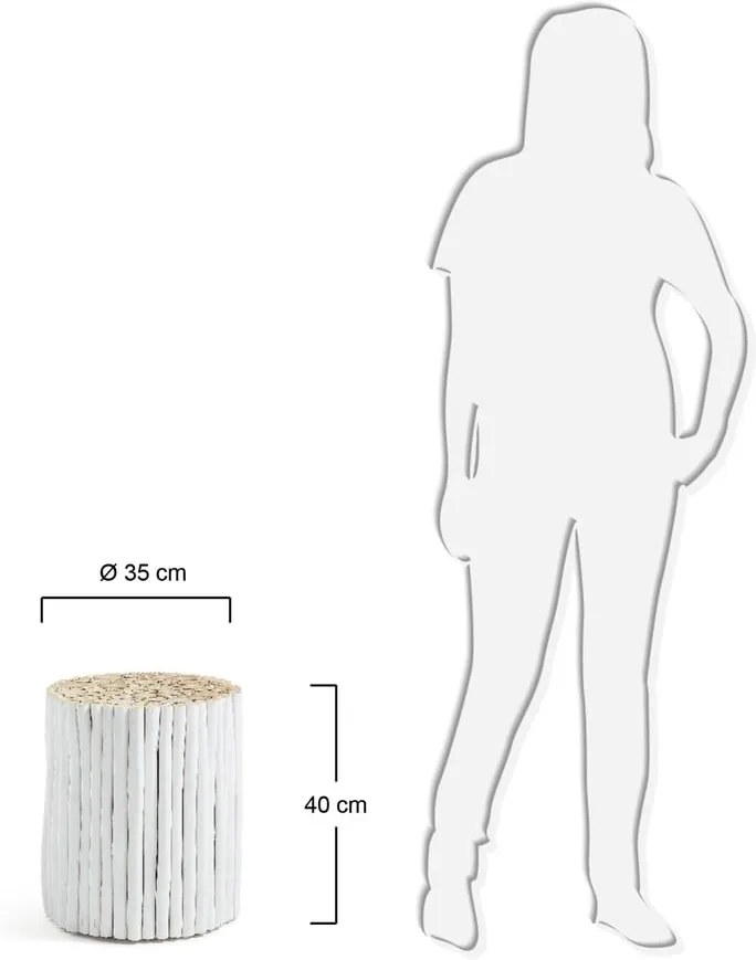 Măsuță auxiliară din lemn de tec Kave Home Filippo, ø 35 cm, alb