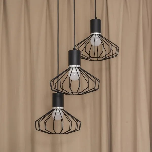Lustră pe cablu SOLANO 3xE27/15W/230V negru/crom lucios