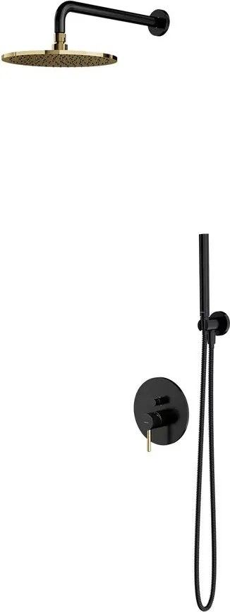 Sistem de dus incastrat Omnires Y negru - auriu si para cu 1 functie