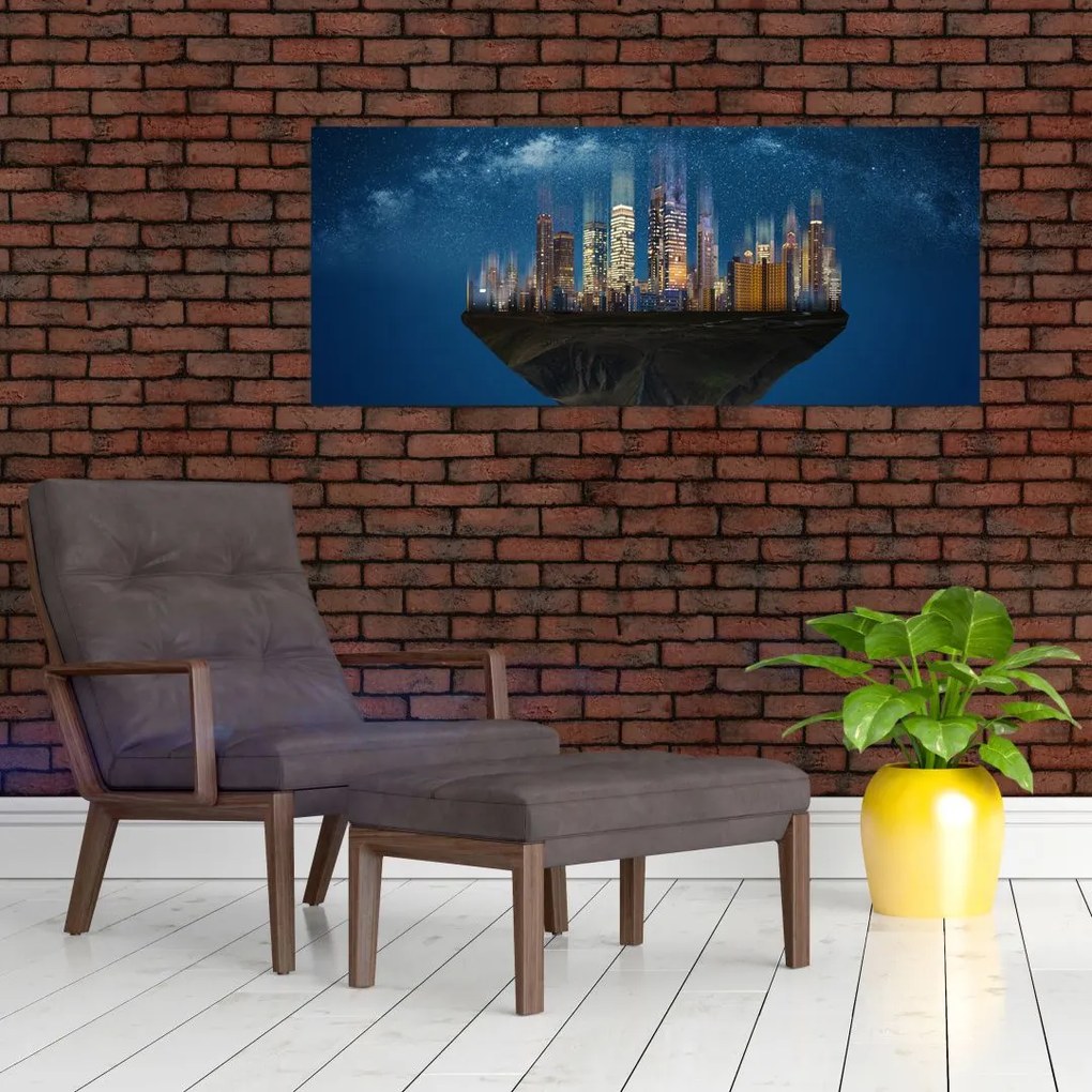 Tablou - Metropola plutind în spațiu (120x50 cm)