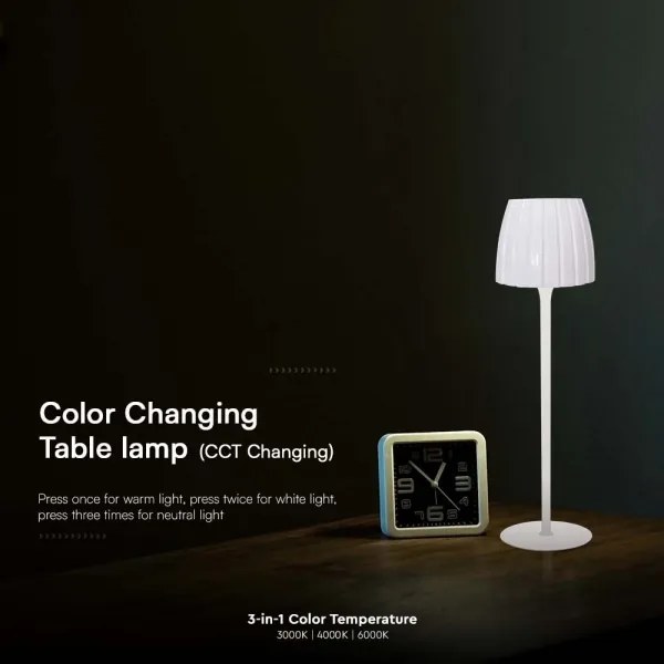 Lampă LED birou, reglabilă, reîncărcabilă, 2,7W, 3000-6000K, 1800 mAh, albă