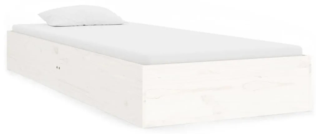 820063 vidaXL Cadru de pat mic single, alb, 75x190 cm, lemn masiv