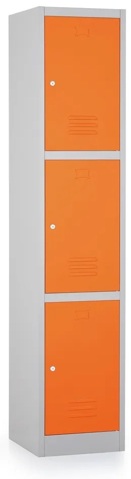 Dulap metalic - 3 cutii, 38 x 45 x 185 cm, broasca cilindrica, portocaliu - ral 2004