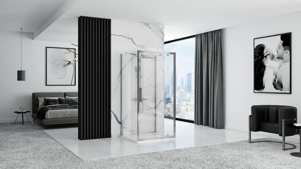 Cabina dus Rapid Swing Crom 100x80cm, Rea