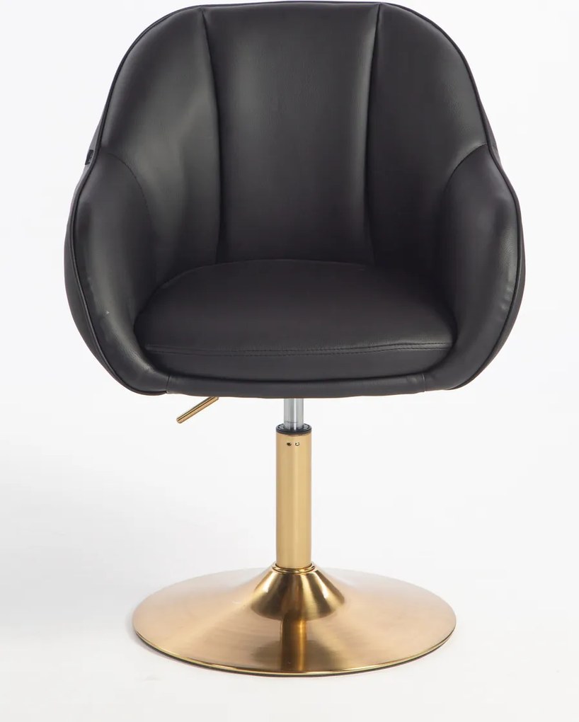 HR2055N Scaun Neagră din Piele Ecologica cu Bază Aurie