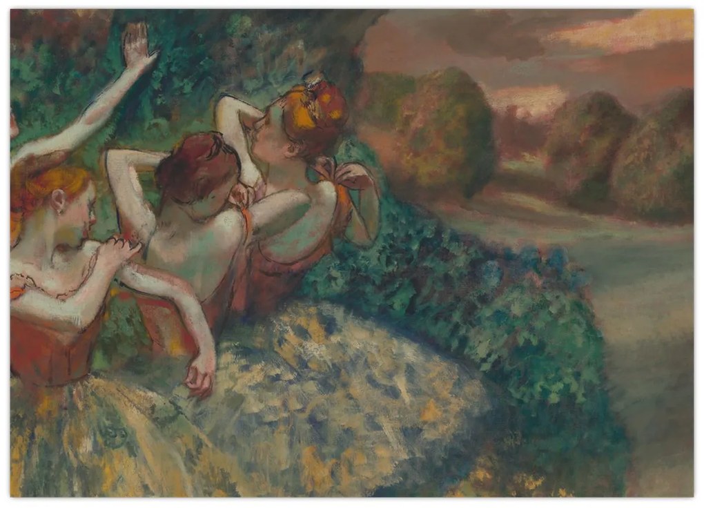 Tablou pe sticlă - Edgar Degas, Four Dancers, reproducere (70x50 cm)