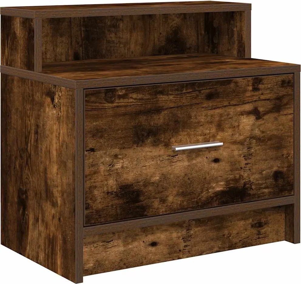 vidaXL Noptiera cu sertar stejar afumat 51x31x47 cm