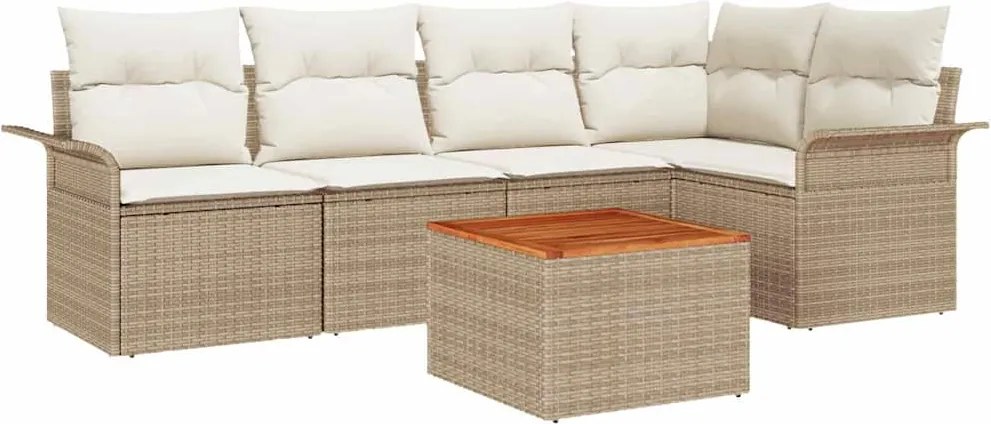 vidaXL Set de canapele pentru grădină 6 pcs Bej și crem poliratan