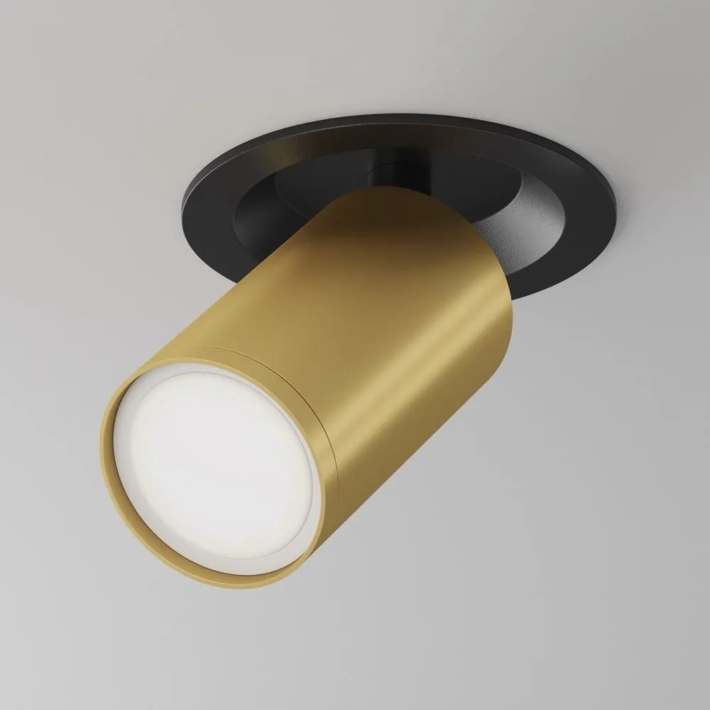 Spot incastrabil design tehnic Focus S negru, auriu mat