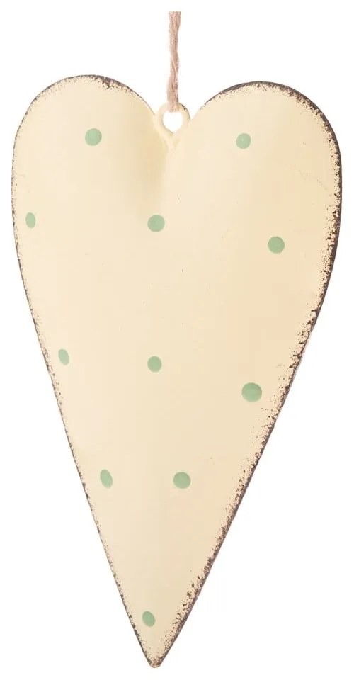 Set 3 decorațiuni metalice suspendate Dakls Dotty Heart, galben
