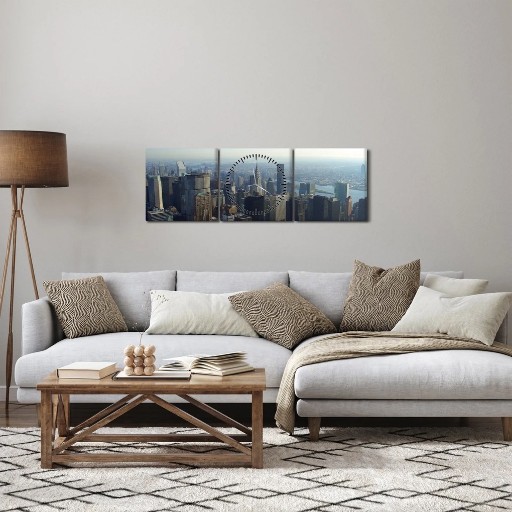 Tablou - Manhattan de zi (cu ceas) (90x30 cm)