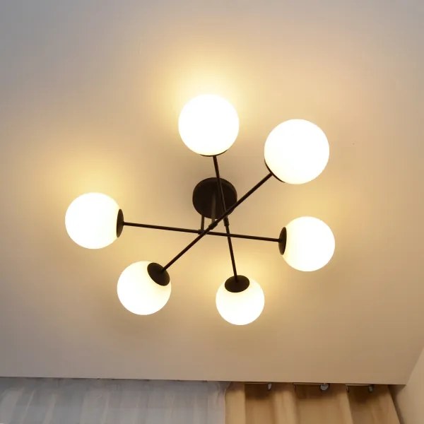 Lustră aplicată MOON 6xE27/15W/230V negru