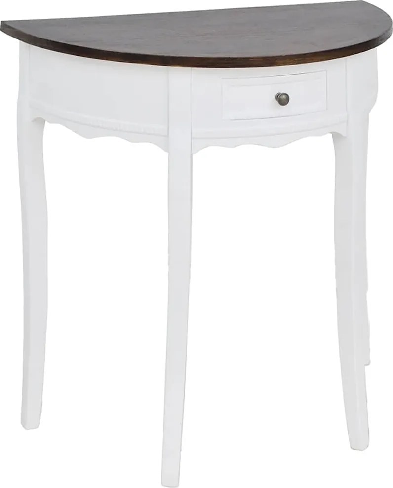 vidaXL Masă consolă cu sertar, blat maro, semicerc