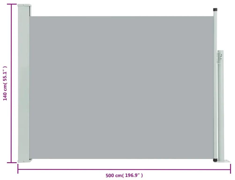 Copertina laterala retractabila de terasa, gri, 140x500 cm Gri, 140 x 500 cm