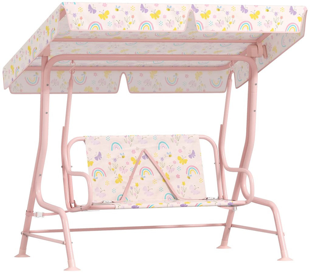 AIYAPLAY Leagăn pentru Copii cu Copertină Reglabilă și Centură de Siguranță, 120x112x75 cm, Roz | Aosom Romania
