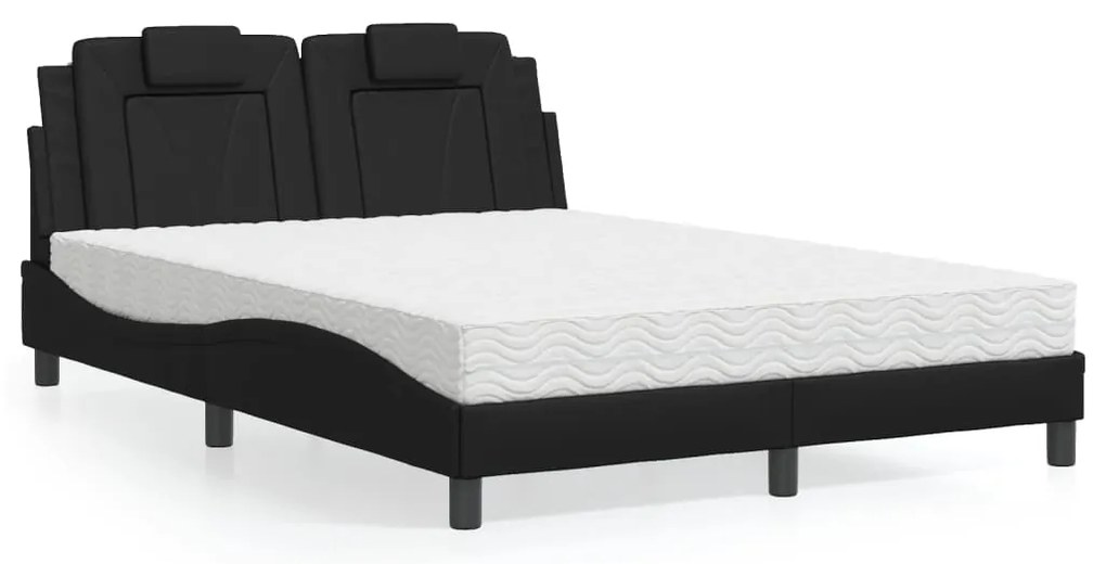 vidaXL Pat cu saltea, negru, 120x200 cm, piele ecologică