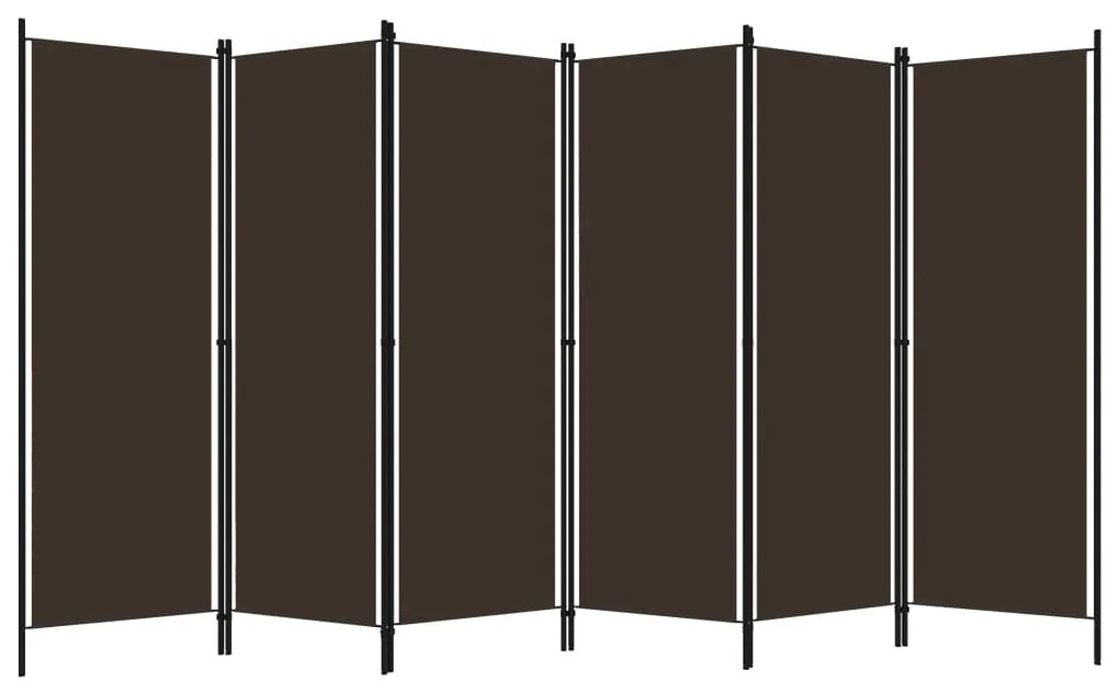 320728 vidaXL Paravan de cameră cu 6 panouri, maro, 300 x 180 cm