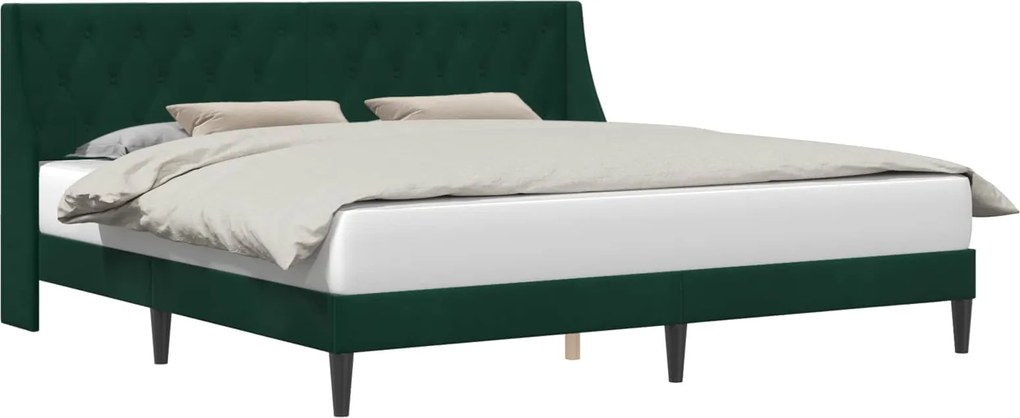 vidaXL Cadru de pat cu headboard Verde închis 200 x 200 cm Catifea