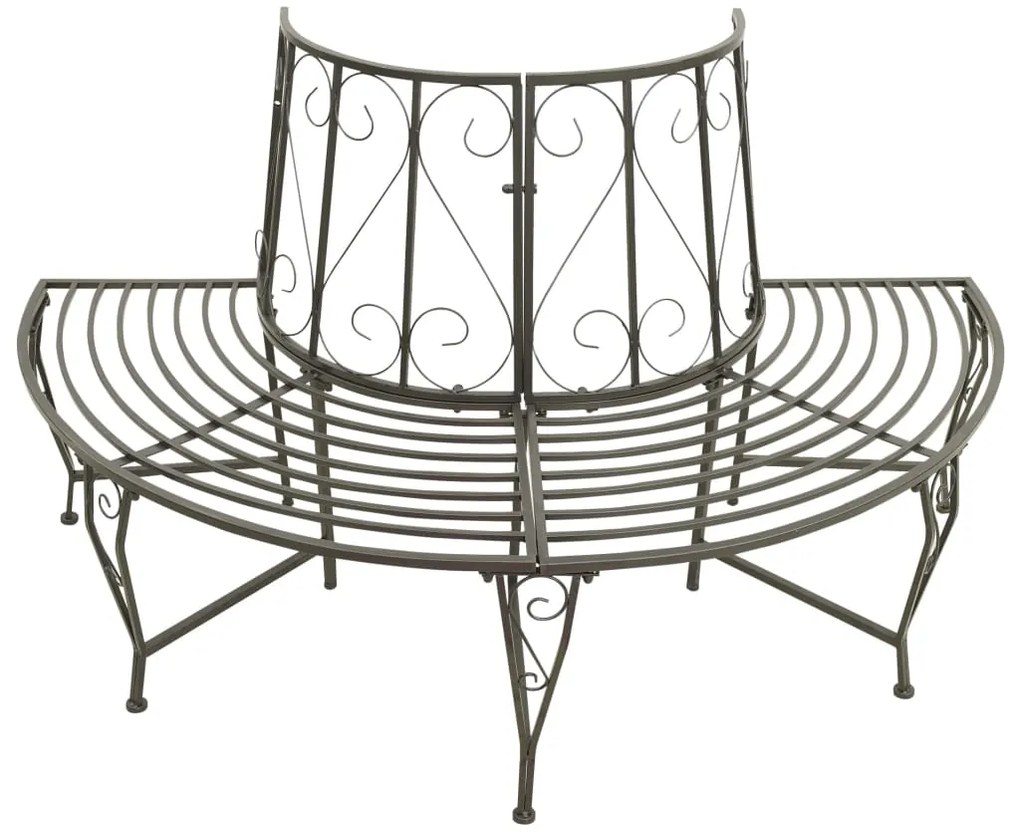 Banca de copac semicirculara pentru gradina, 160 cm, otel semirotund, 1, Semirotund